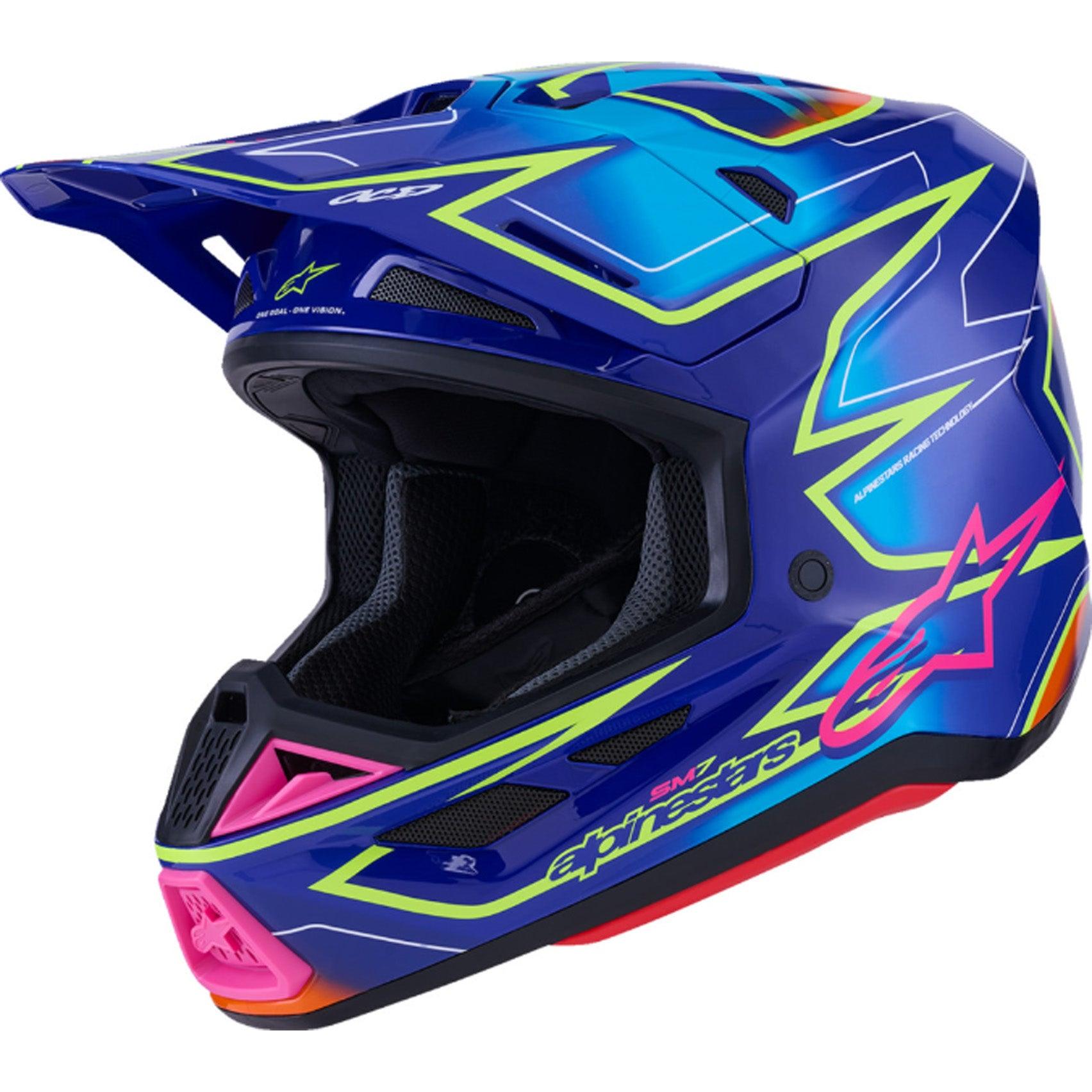 Alpinestars SM7 Helmet - Cast - Gloss/Blue/Pink/Yellow Fluo 1