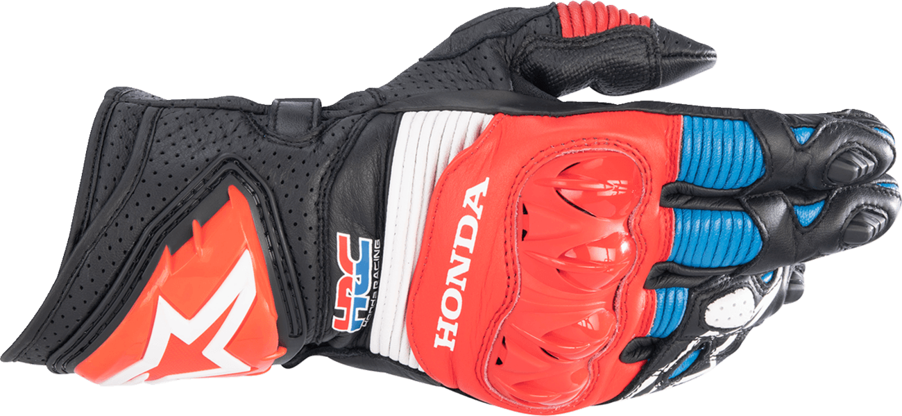 Alpinestars Honda GP Pro R3 Leather Gloves – Black/Red/Blue 1